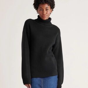 Quince Organic Cotton Turtleneck Sweater in Black Size Large 177